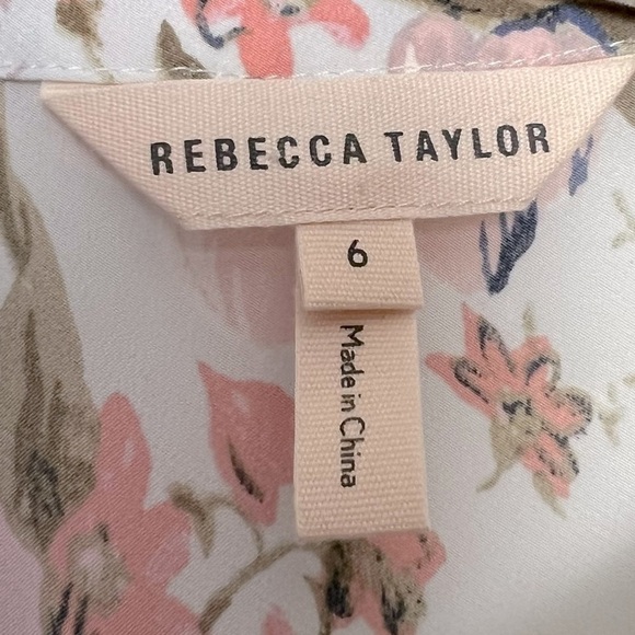 REBECCA TAYLOR Penelope Multicolor Floral Feminine Silk Top Romantic Summer - Picture 7 of 14